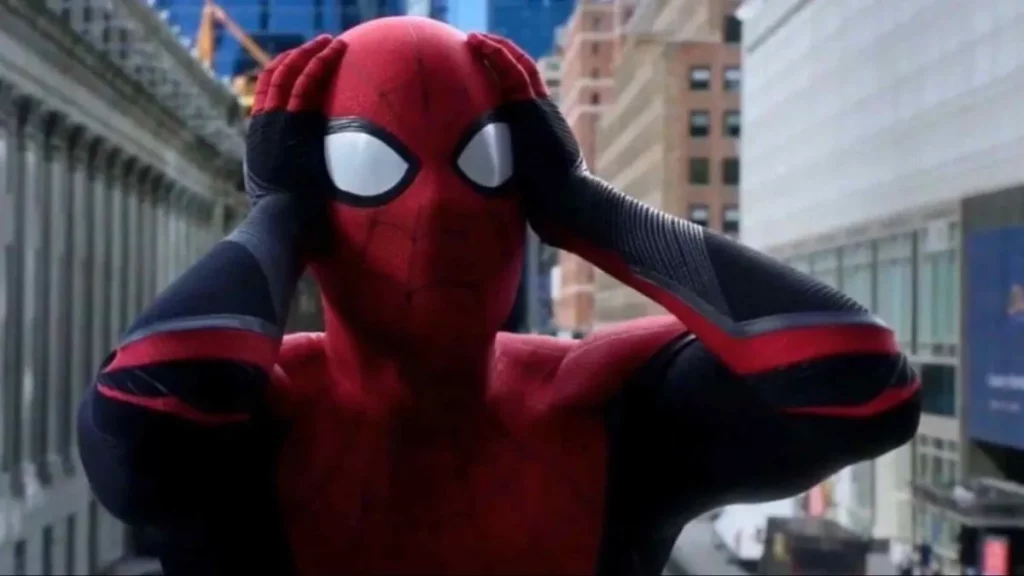 Post Credit Scenes Marvel: Spiderman making a gesture that screams 'Ph No!"