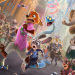 Characters from Zootopia 2, Judy Hops and Nick Wilde running down a street